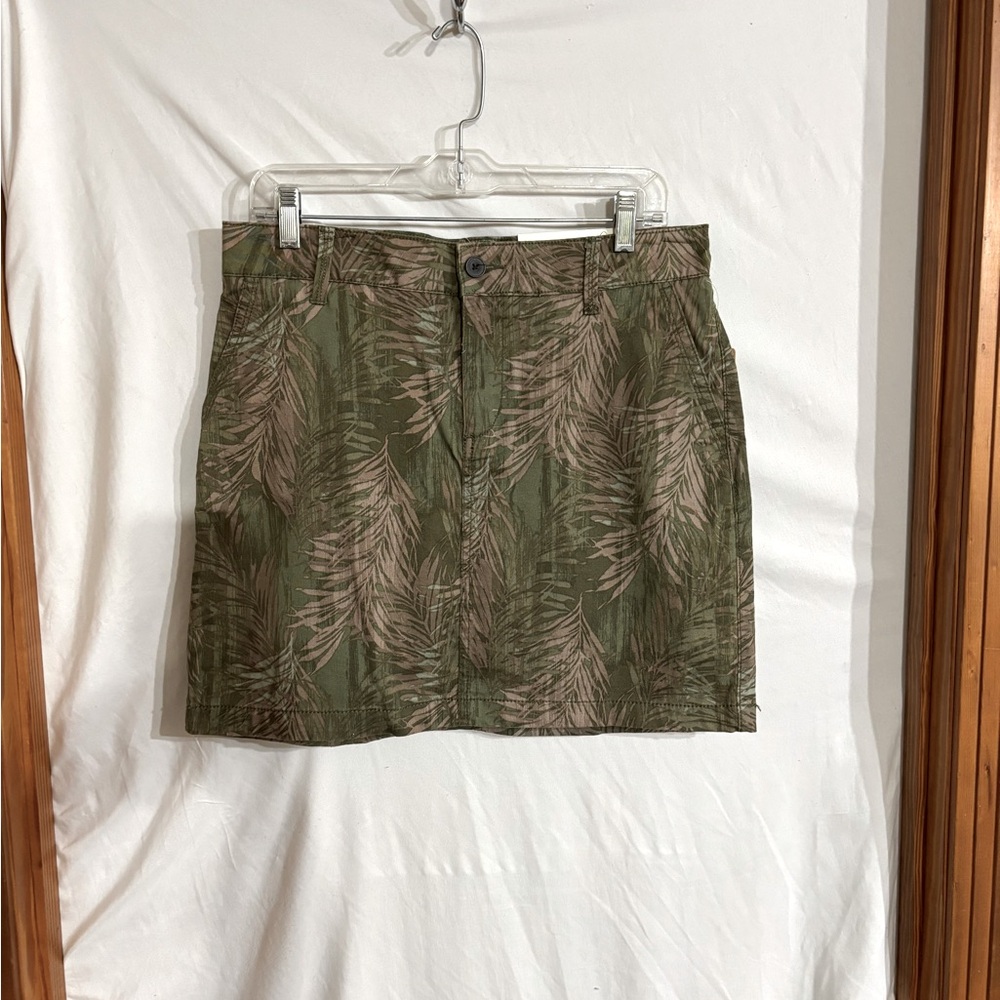 NWT Sonoma Green Brown jungle print Mini Pencil Skort Casual size 8